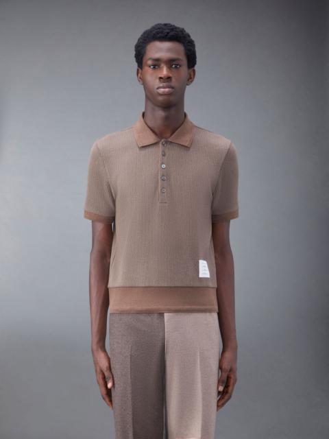 Thom Browne Thermal Rib Ottoman Stripe Short Sleeve Polo