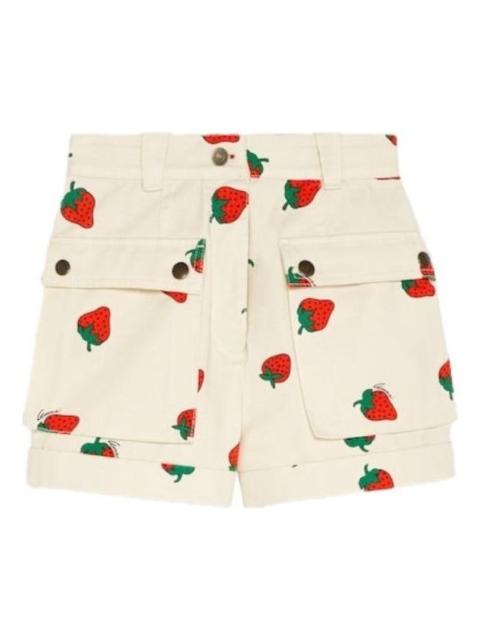 GUCCI (WMNS) Gucci Strawberry Print Cotton Twill Shorts 'Ivory' 753327-XDCNK-9118