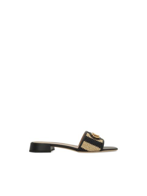 logo-plaque striped sandals