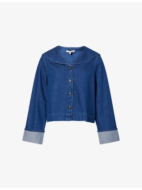 Barbour Dartmoor Sailor-Collar Denim Top