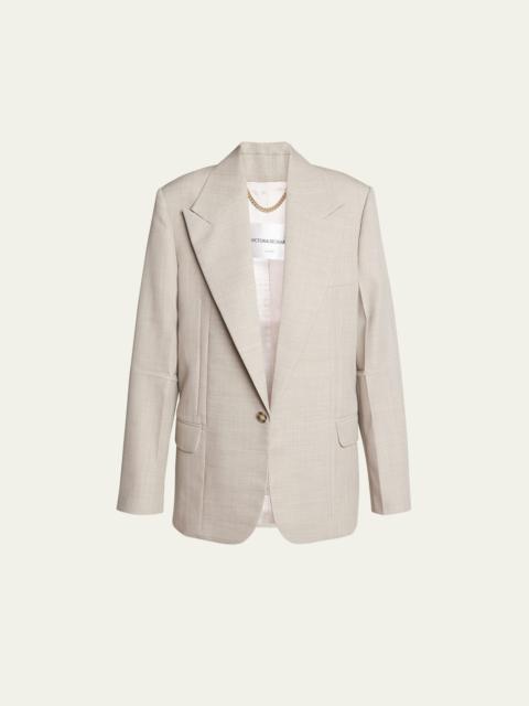 Victoria Beckham Darted-Sleeve Tailored Wool Jacket