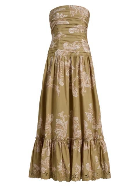 HEMANT & NANDITA Women's Sakhi Paisley Bandeau A-Line Maxi Dress - Green