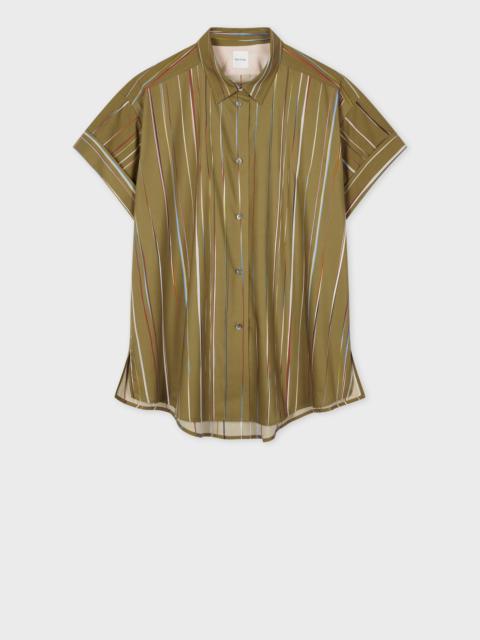 Paul Smith Women's Green 'Signature Stripe' Short Sleeve Shirt