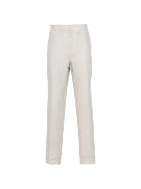 herringbone linen trousers