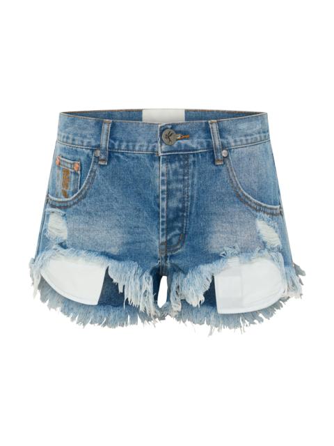 ONE TEASPOON Micro Dukes Low Waist Mini Denim Shorts - Cobaine Blue