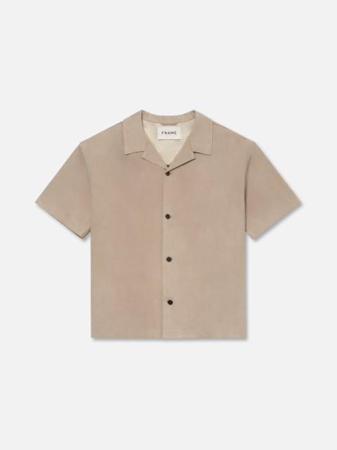 Short Sleeve Suede Shirt in Smoke Grey