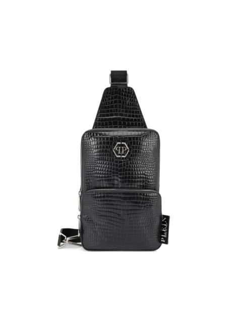 PHILIPP PLEIN crocodile-print logo patch cross body bag