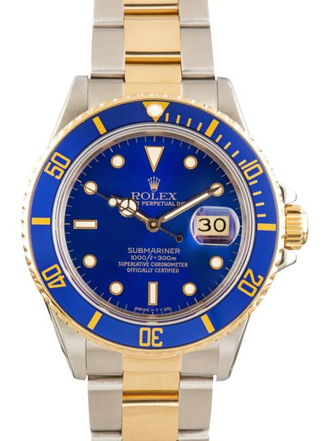 ROLEX Used Rolex Submariner Blue Dial Ref 16803LB Steel & 18k Yellow Gold