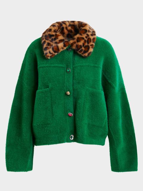 ESSENTIEL ANTWERP Intention Jacket with Removable Leopard Faux Fur Collar