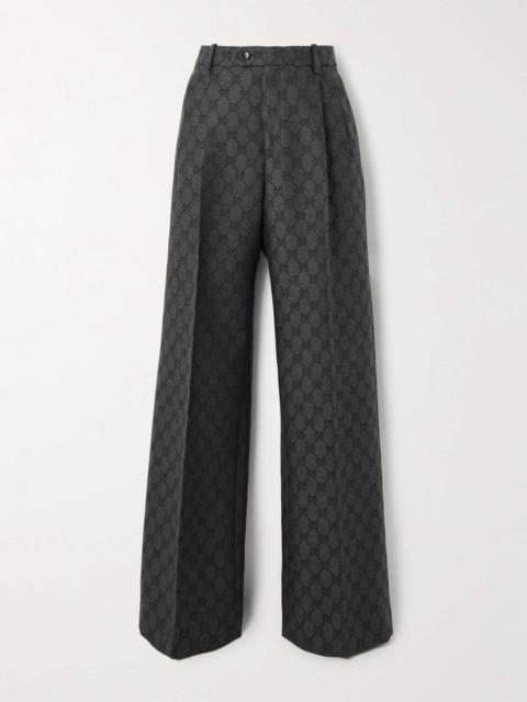 GUCCI Pleated wool-jacquard pants
