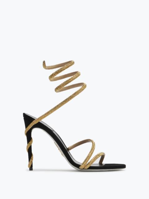 RENE CAOVILLA MARGOT BLACK JEWEL SANDALS SNAKE