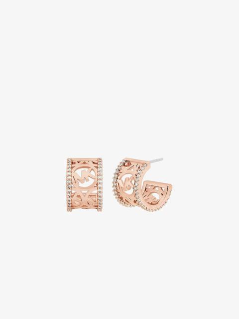 MICHAEL KORS Pavé Perforated Logo Huggie Earrings