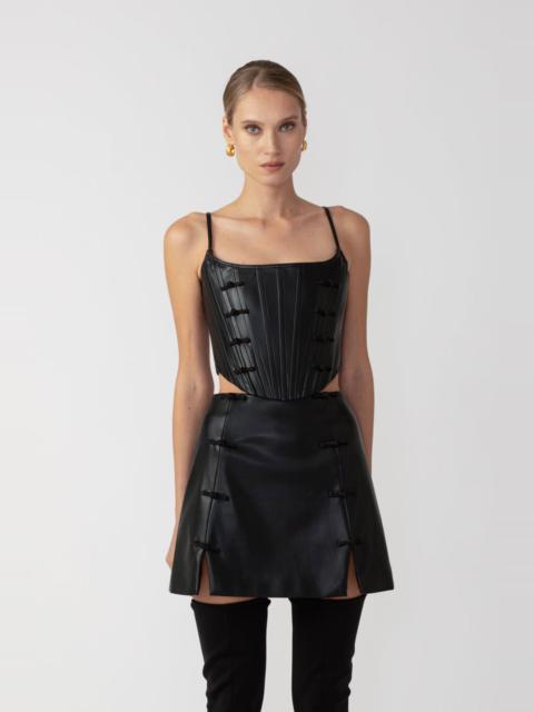 SAU LEE NADIA FAUX LEATHER CORSET TOP
