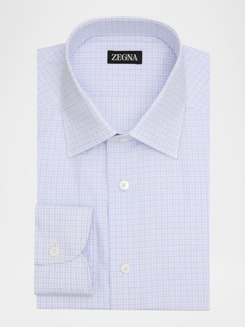 ZEGNA Men's Pure Cotton Micro-Plaid Dress Shirt