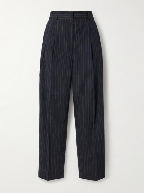 TOTEME Pleated Pinstriped Wool-blend Tapered Pants