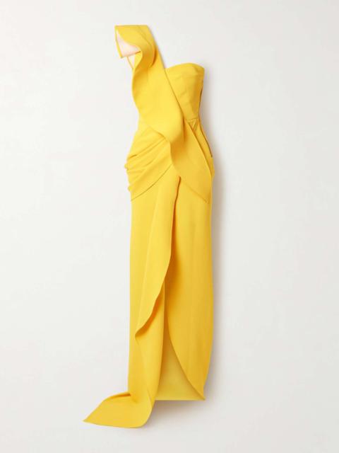 MATICEVSKI Salyut Wave one-shoulder draped crepe gown Yellow