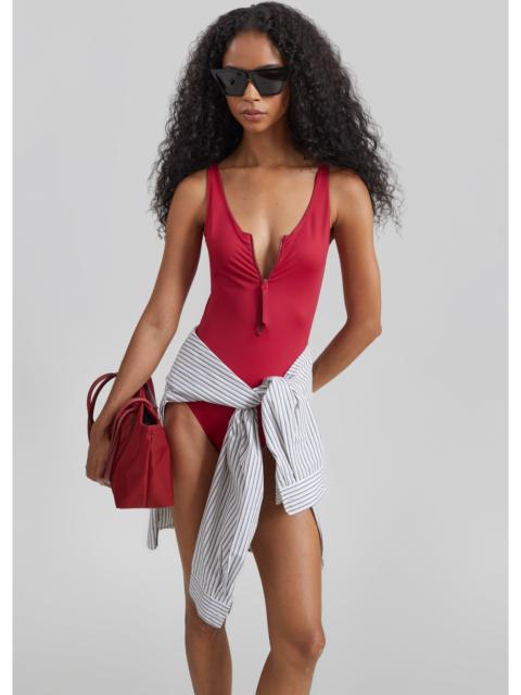 Loulou de Saison Loulou de Saison Balti Classic Zip Swimsuit - Red