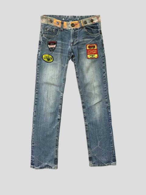 기타 브랜드 Japanese Brand - ORIGINAL JEANS Patches & Print Acid Wash Low Waist Denim