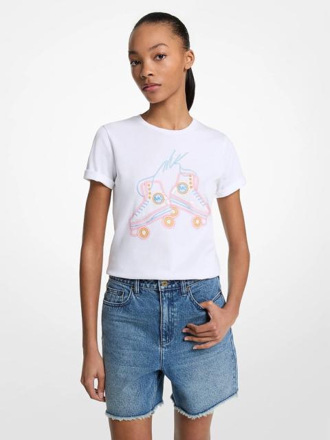MICHAEL KORS Sequined Graphic Cotton T-Shirt