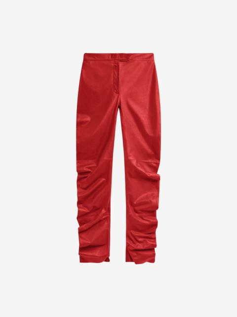 The Frankie Shop Jessa Leather Ruched Pants - Red