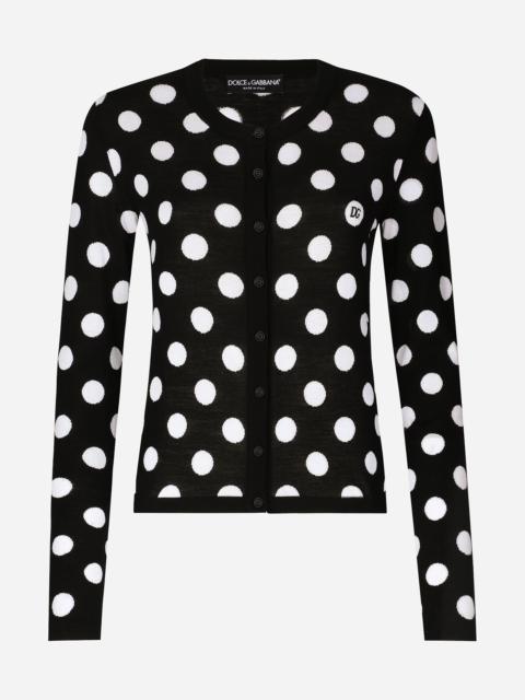 Dolce & Gabbana Wool and silk cardigan with polka-dot inlay