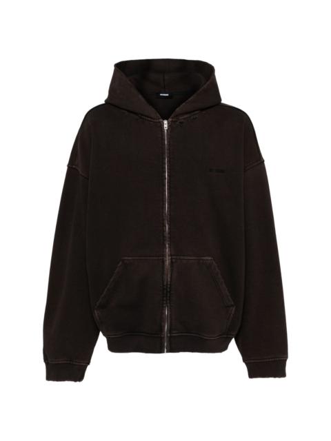 We11done embroidered logo graphic-print hooded jacket