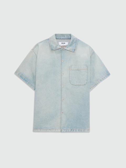 MSGM Light-wash denim short-sleeve shirt