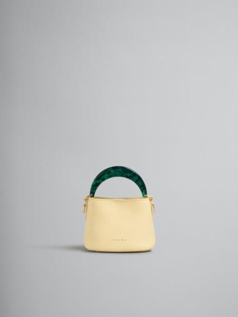 VENICE MINI BUCKET BAG IN LIGHT YELLOW LEATHER