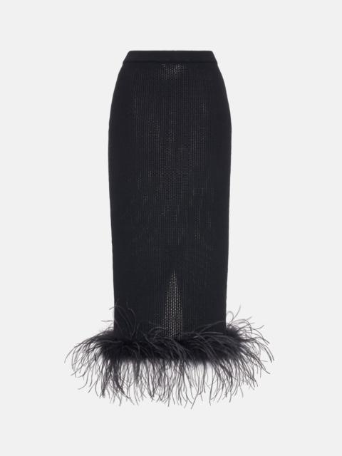 WOOL BLEND KNITTED SKIRT WITH FEATHERS