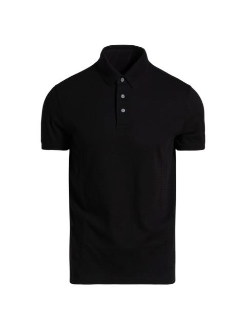 EMPORIO ARMANI Men's Chevron Cotton Jersey Polo Shirt - Black