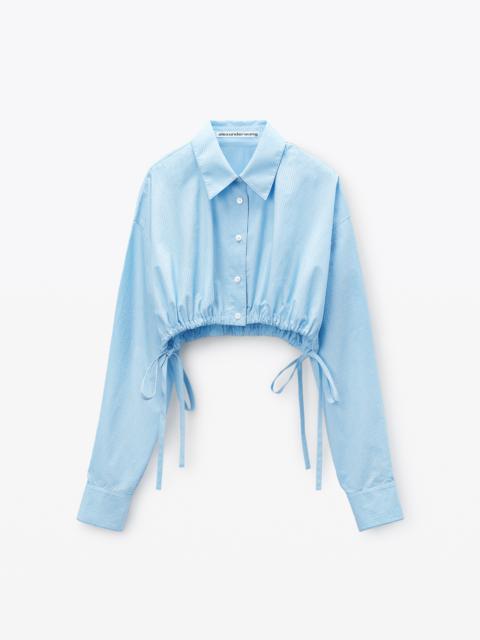 Cropped Drawstring Blouse in Cotton & Crystal Hotfix