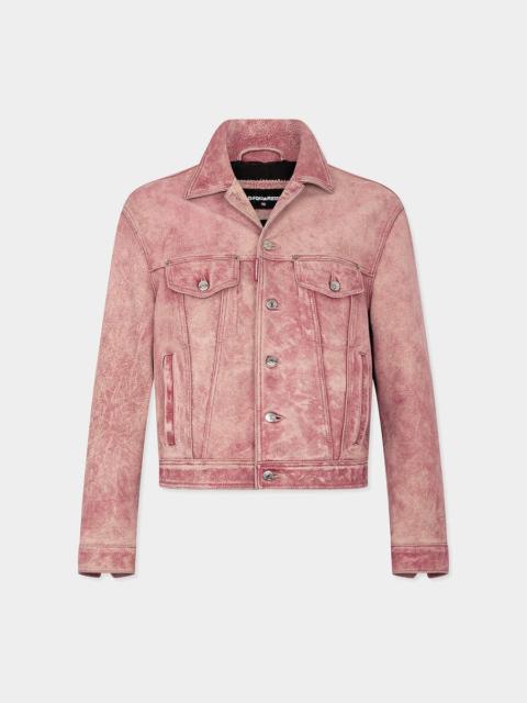 DSQUARED2 CRACKED LEATHER JEAN JACKET