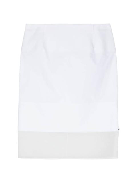 transparent-panel poplin skirt