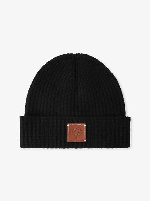 Mulberry Branded-patch ribbed wool beanie
