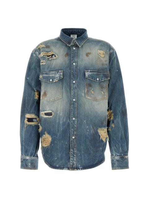 distressed denim shirt