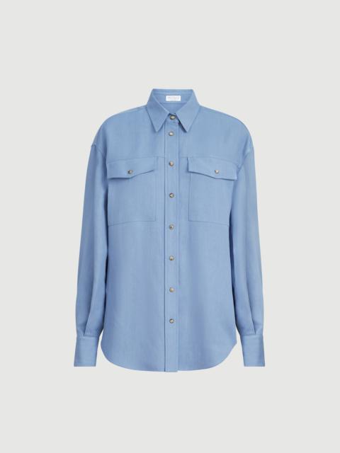 Brunello Cucinelli Viscose and linen fluid twill shirt