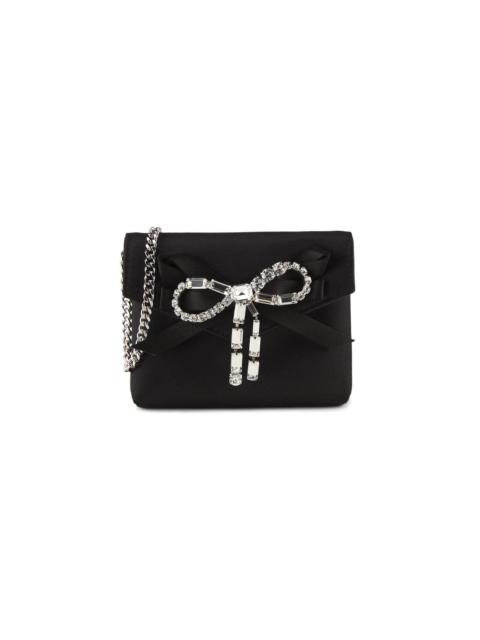 JIMMY CHOO Women's Crystal-Bow Satin Card Case - Black Silver