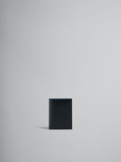 Marni BLACK LEATHER BIFOLD WALLET WITH RAISED MARNI LOGO