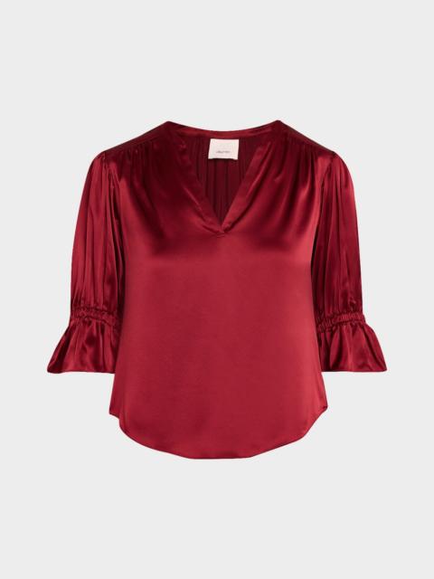 Cinq à Sept Fiona Silk Split-Neck Top