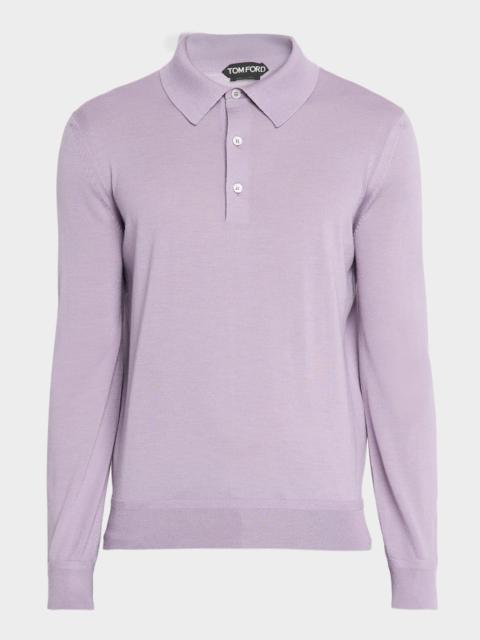 TOM FORD Men's Cashmere and Silk Long-Sleeve Polo Sweater