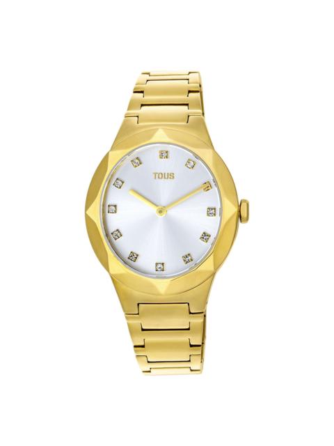 TOUS Analogue watch with gold-colored IPG steel wristband Karat Oval