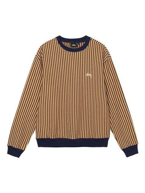 Men's Stussy Logo Stripe Round Neck Yellow 1140272