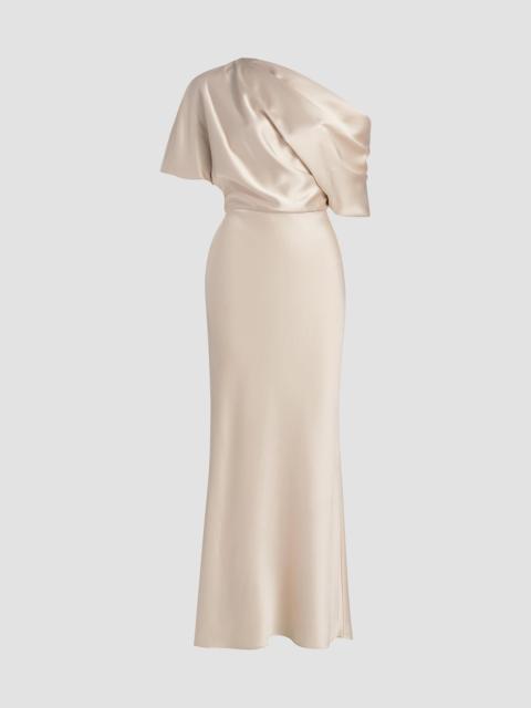AMSALE Women's Satin One-Shoulder Gown - Champagne