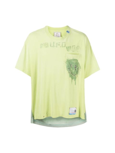 Maison MIHARAYASUHIRO distressed panelled cotton T-shirt