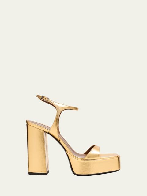 Giuseppe Zanotti Metallic Leather Block-Heel Platform Sandals