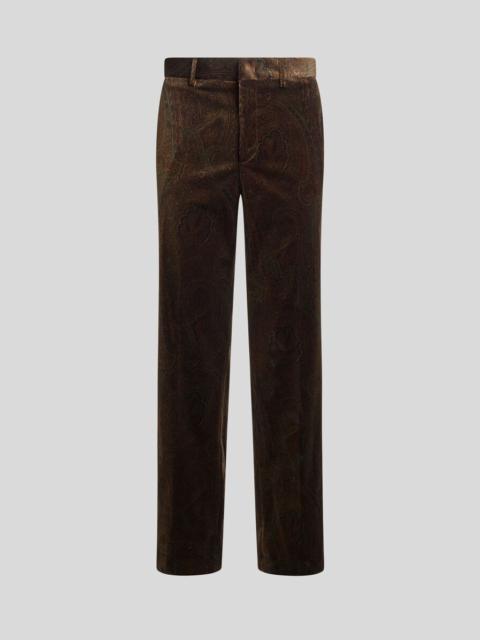 Etro STRAIGHT-LEG COTTON VELVET TROUSERS WITH ARNICA MOTIF