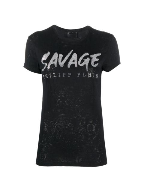 sequin-design cotton T-shirt