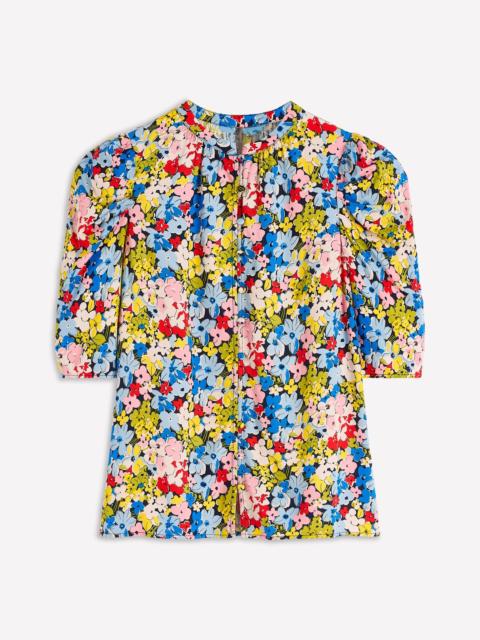 BODEN Mutton Sleeve Smart Top-Multi, Flowerbed Cluster