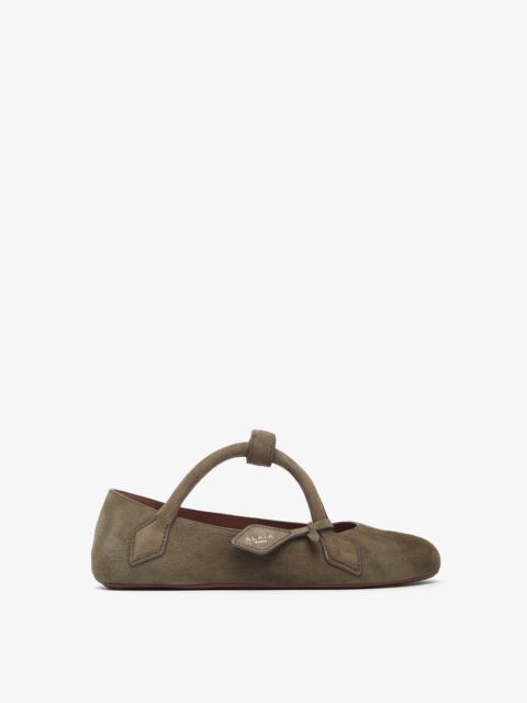 Alaïa Teckel brown grey suede ballet flats