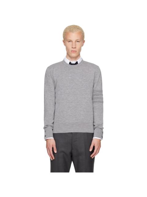 Thom Browne Gray Ottoman Milano Stitch 4-Bar Bomber Sweater